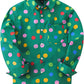 JOGAL C580 boys plaid long sleeve button-down shirt in Turquoise front view
