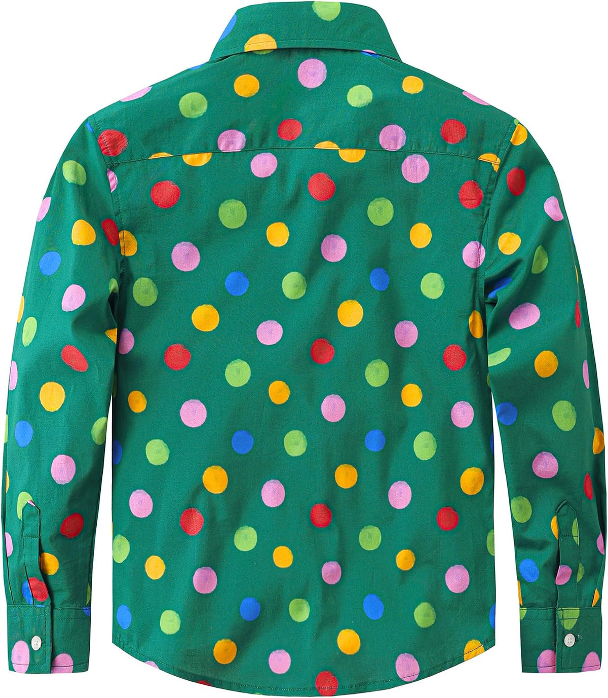 JOGAL C580 boys plaid long sleeve button-down shirt in Turquoise back view
