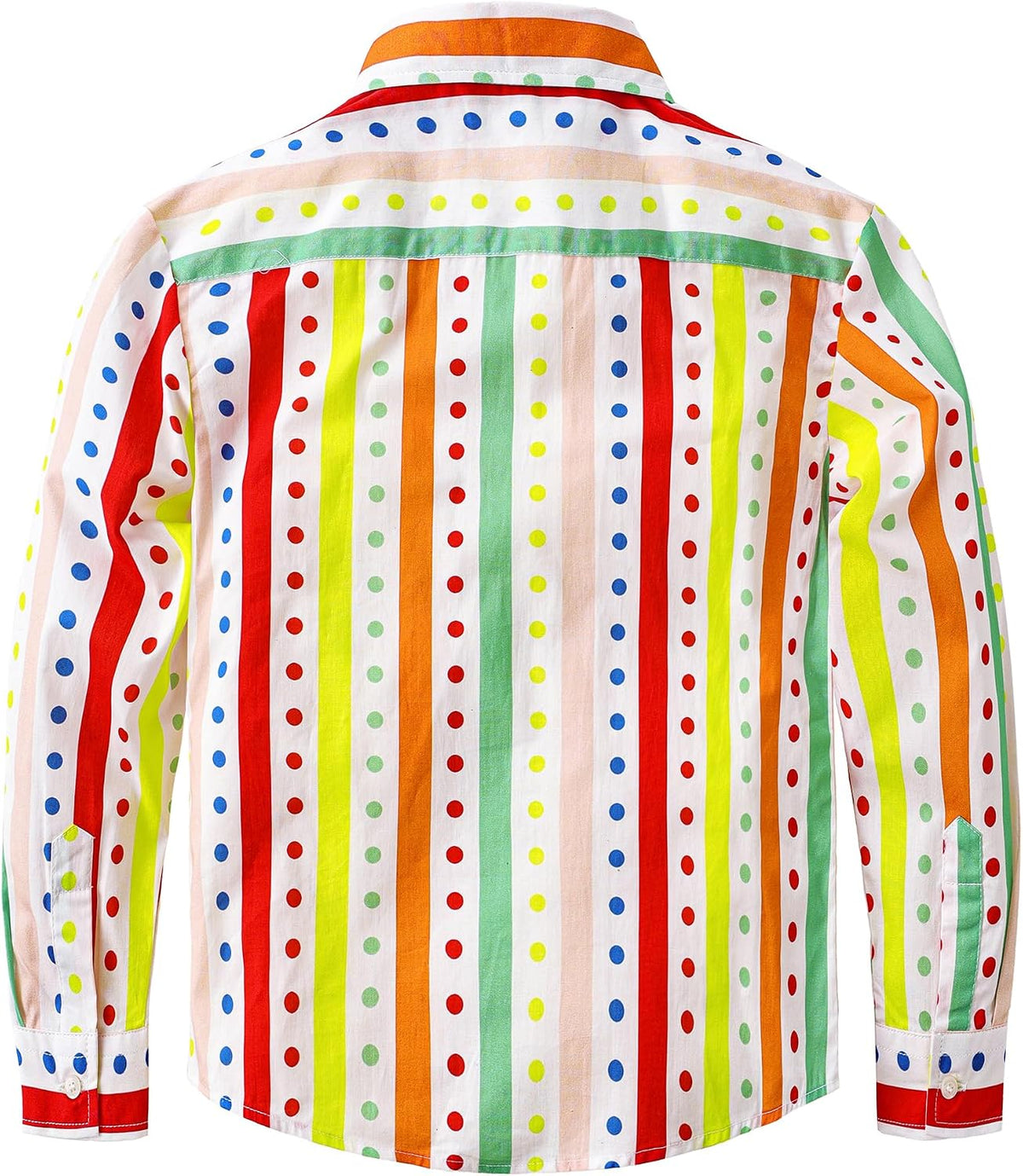 JOGAL C580 boys plaid long sleeve button-down shirt in White back view