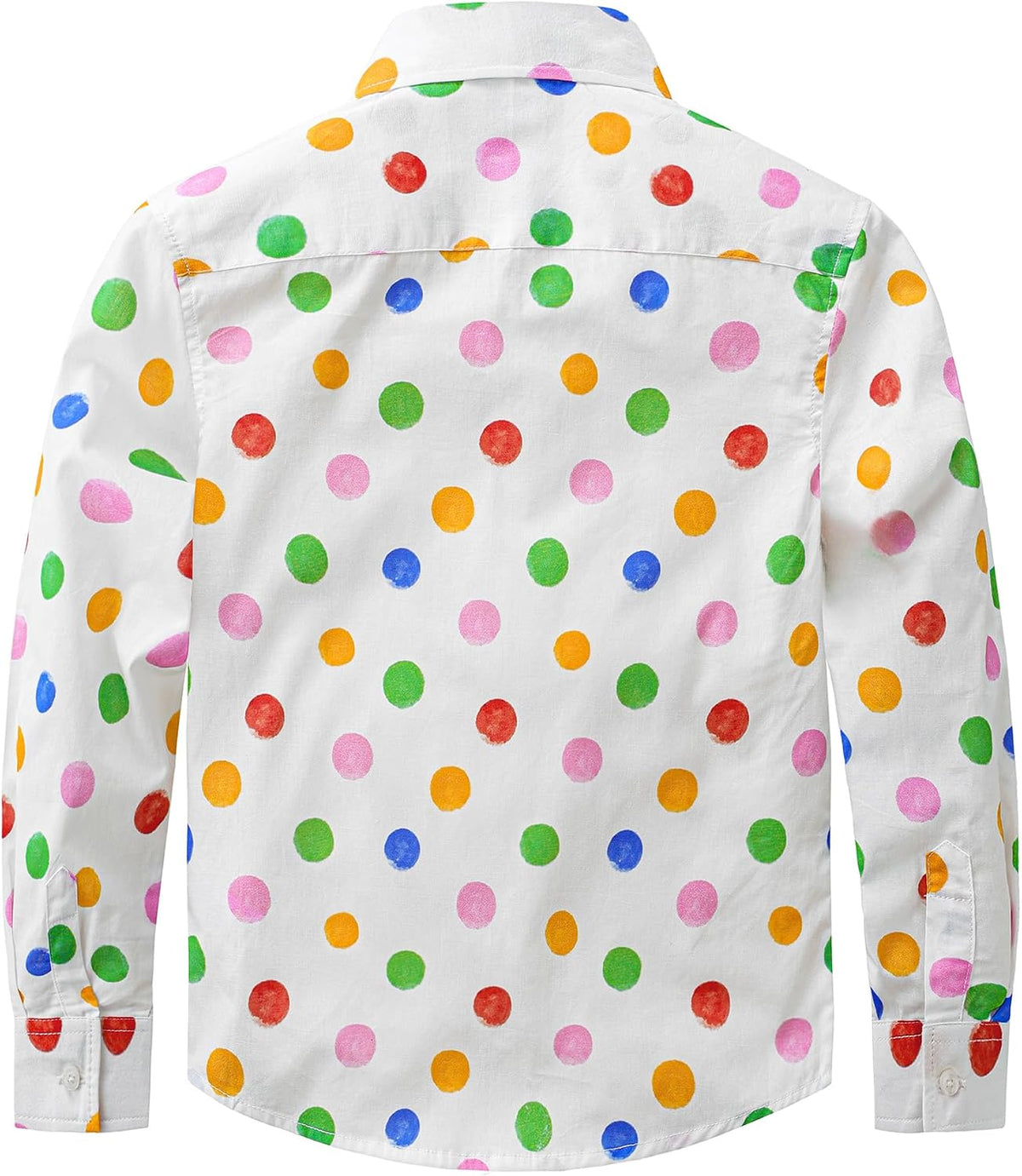 JOGAL C580 boys plaid long sleeve button-down shirt in White Multicoloured back view