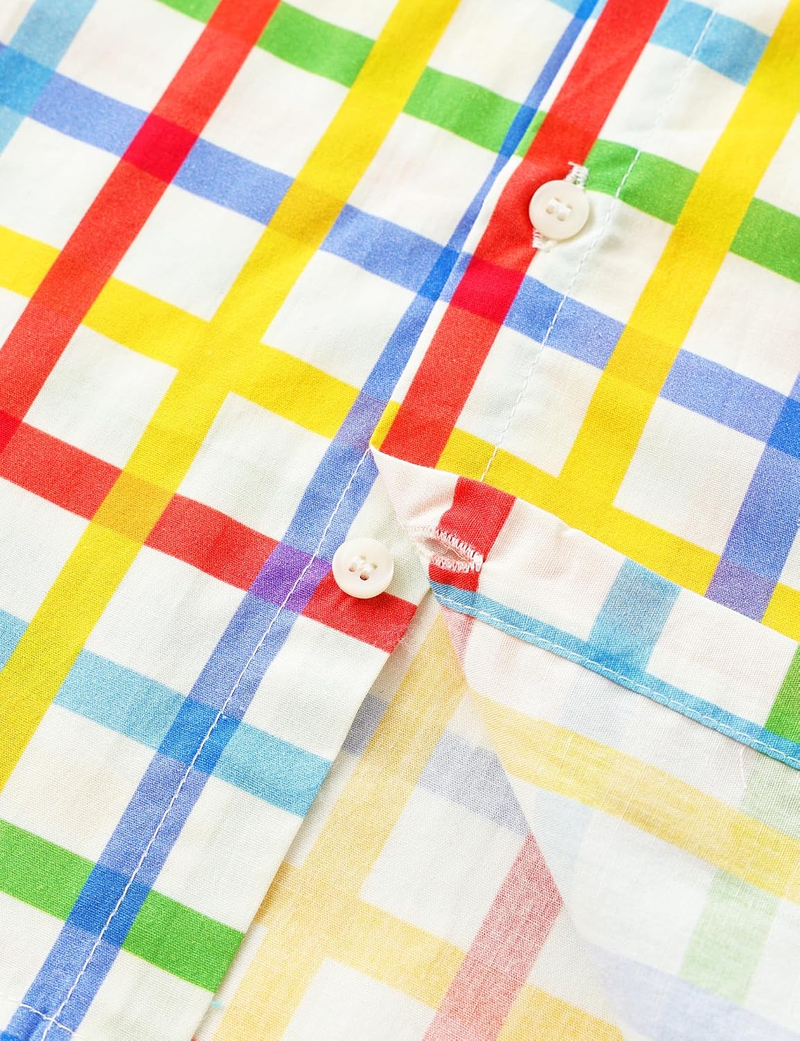 JOGAL C580 boys plaid long sleeve button-down shirt in White Muticolor detail view