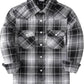 Boys' Western Plaid Long-Sleeve Pearl-Snap Shirt - Black Grey - front