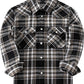 Boys' Western Plaid Long-Sleeve Pearl-Snap Shirt - Black Khaki - front