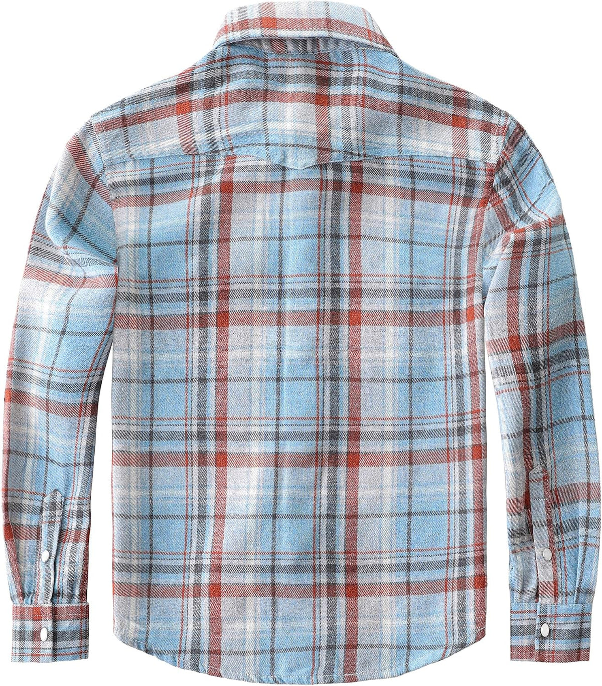 Boys' Western Plaid Long-Sleeve Pearl-Snap Shirt - Blue Gray - back