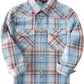 Boys' Western Plaid Long-Sleeve Pearl-Snap Shirt - Blue Gray - front