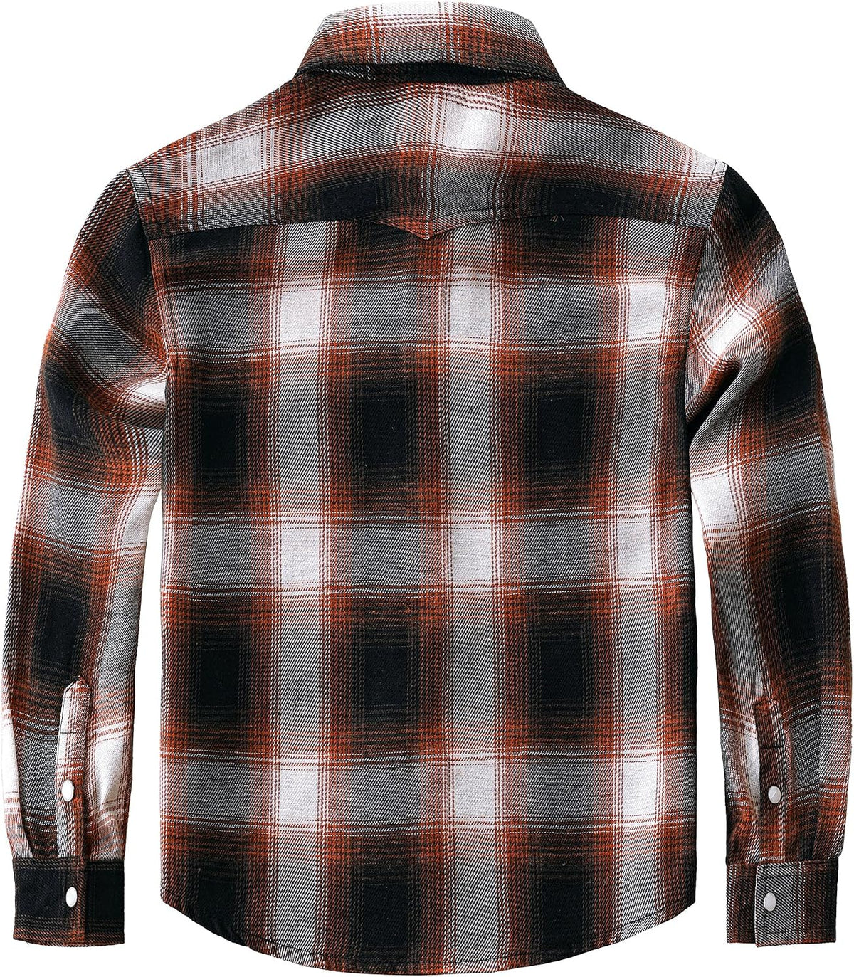 Boys' Western Plaid Long-Sleeve Pearl-Snap Shirt - Brown Red Black - back
