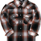 Boys' Western Plaid Long-Sleeve Pearl-Snap Shirt - Brown Red Black - front