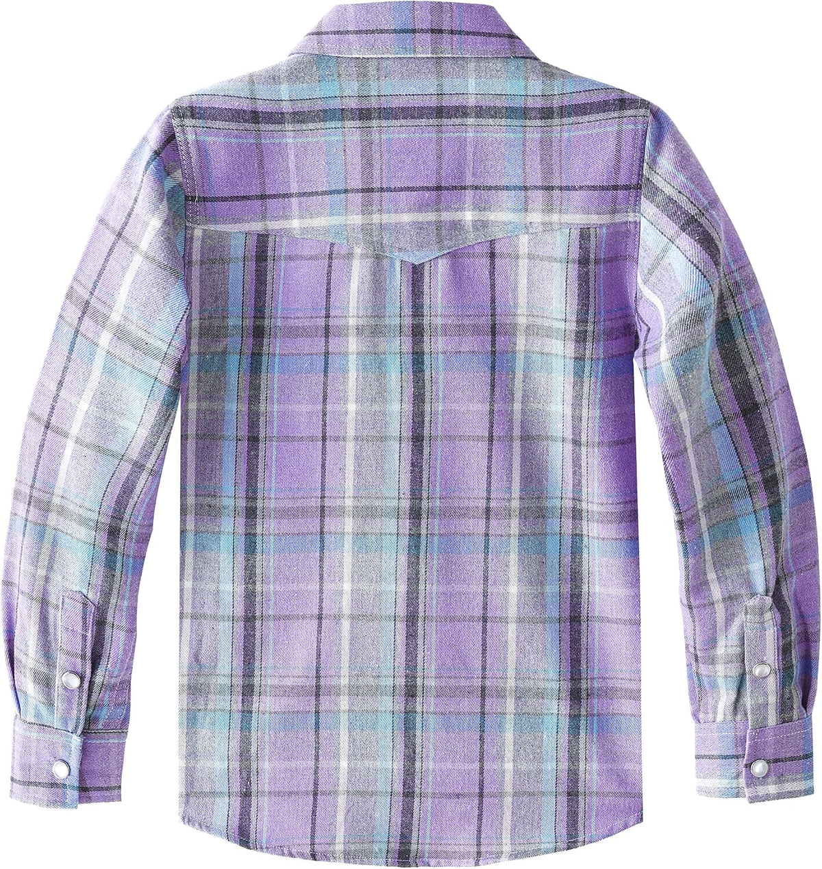 Boys' Western Plaid Long-Sleeve Pearl-Snap Shirt - Lavender - back