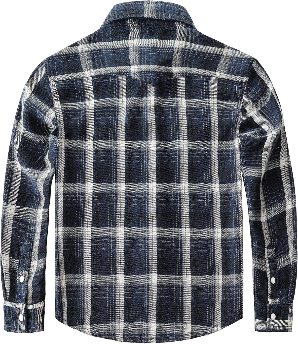 Boys' Western Plaid Long-Sleeve Pearl-Snap Shirt - Navy - back