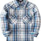 Boys' Western Plaid Long-Sleeve Pearl-Snap Shirt - Navy Beige - front
