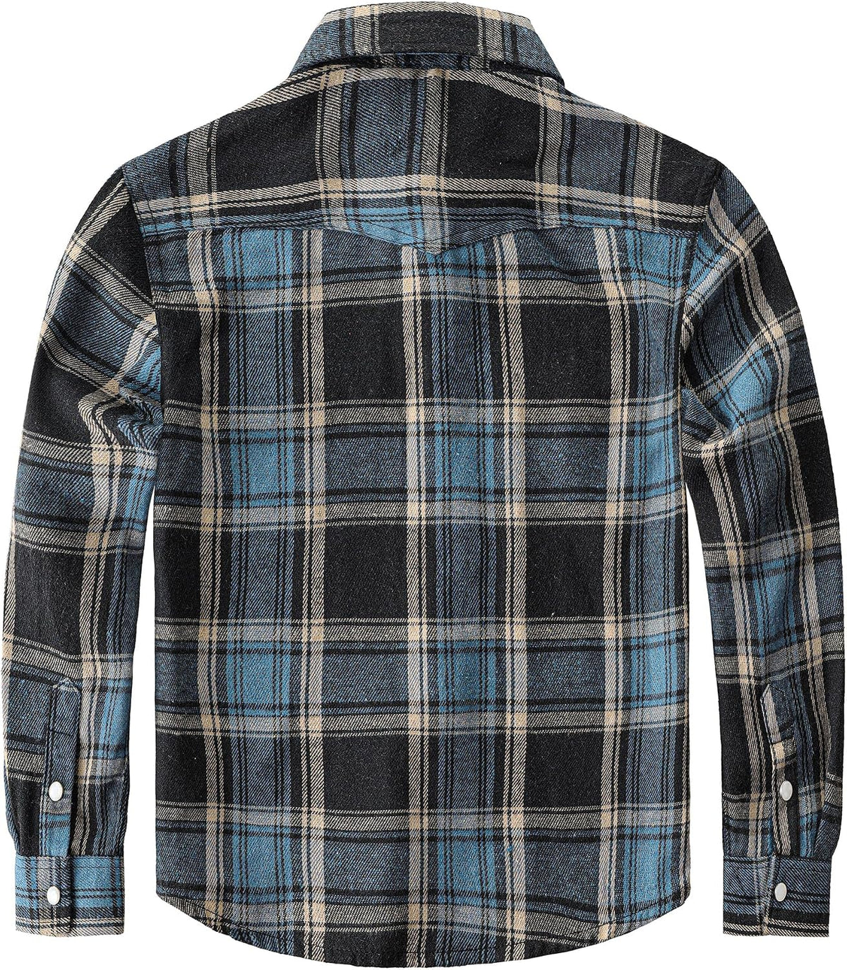 Boys' Western Plaid Long-Sleeve Pearl-Snap Shirt - Navy Black - back
