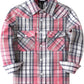 Boys' Western Plaid Long-Sleeve Pearl-Snap Shirt - Pink Grey - front