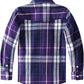 Boys' Western Plaid Long-Sleeve Pearl-Snap Shirt - Purple - back