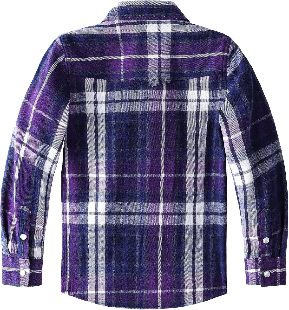Boys' Western Plaid Long-Sleeve Pearl-Snap Shirt - Purple - back