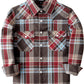 Boys' Western Plaid Long-Sleeve Pearl-Snap Shirt - Red Brown - front