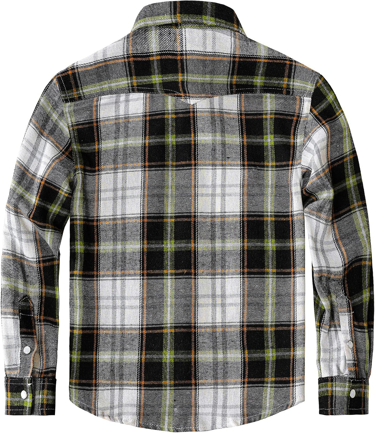 Boys' Western Plaid Long-Sleeve Pearl-Snap Shirt - Yellow Green White - back