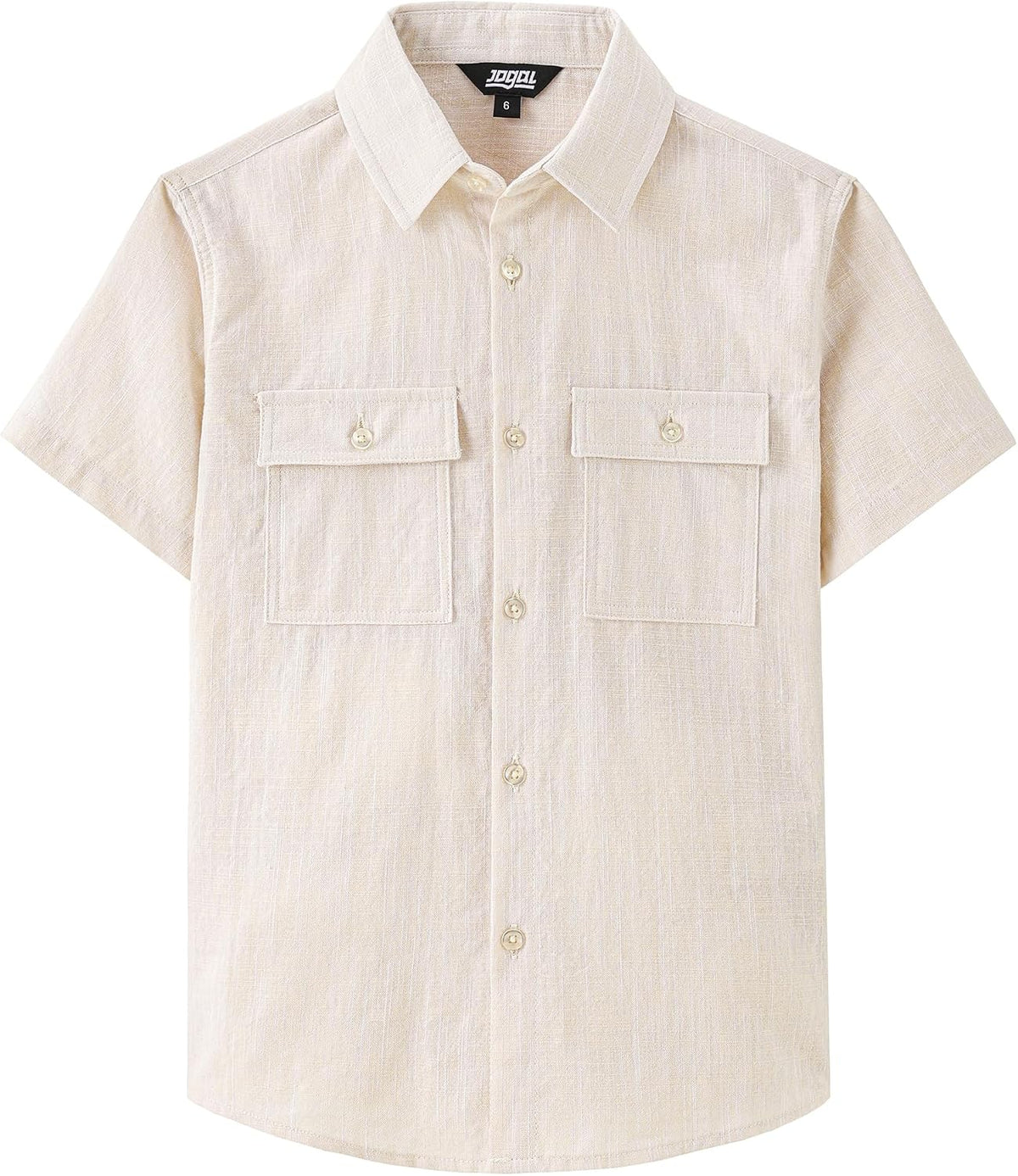 JOGAL C585 Boys' Cotton Chambray Short-Sleeve Shirt - Beige - front