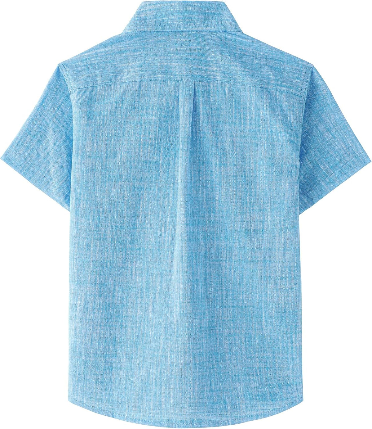 JOGAL C585 Boys' Cotton Chambray Short-Sleeve Shirt - Blue - back