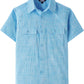 JOGAL C585 Boys' Cotton Chambray Short-Sleeve Shirt - Blue - front