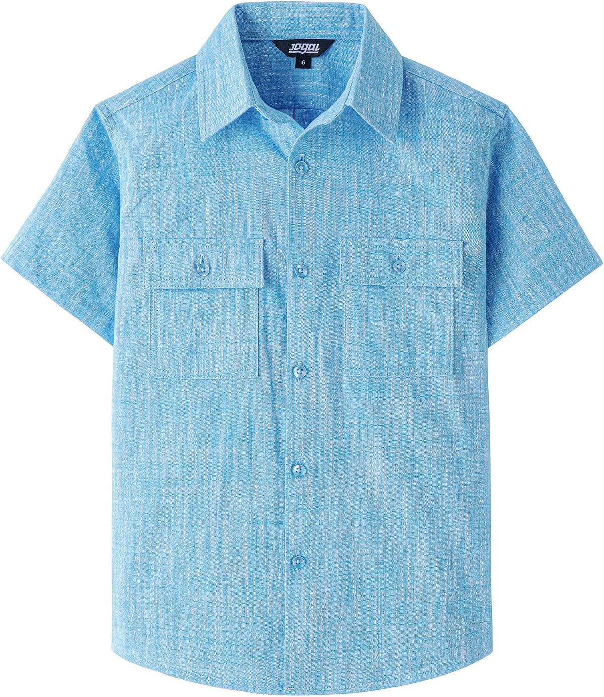 JOGAL C585 Boys' Cotton Chambray Short-Sleeve Shirt - Blue - front
