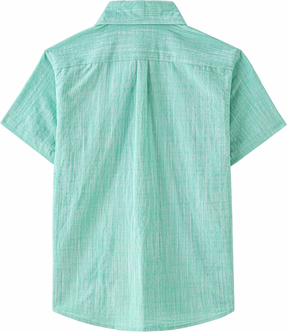 JOGAL C585 Boys' Cotton Chambray Short-Sleeve Shirt - Cyan - back