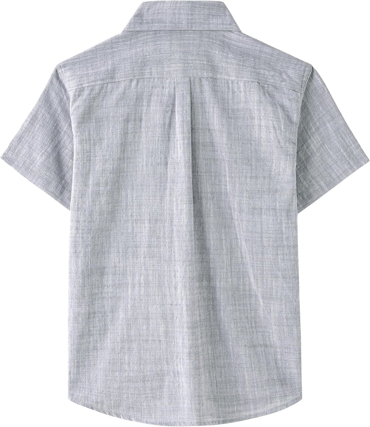 JOGAL C585 Boys' Cotton Chambray Short-Sleeve Shirt - Grey - back