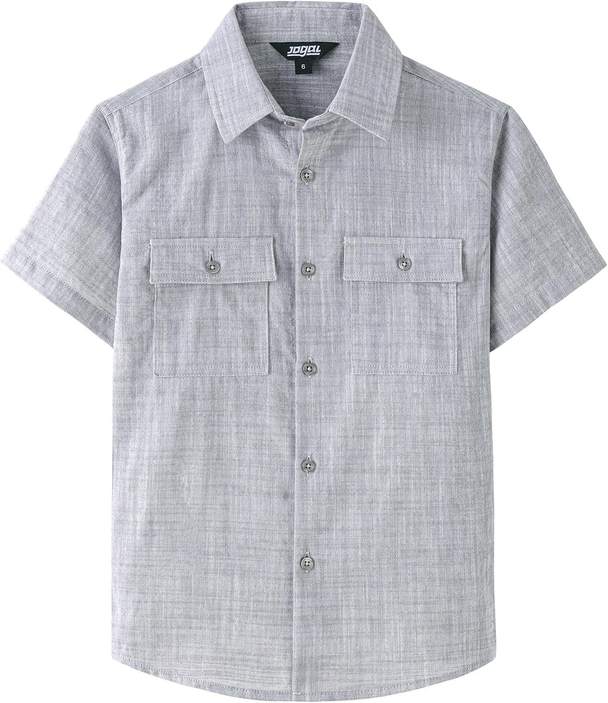 JOGAL C585 Boys' Cotton Chambray Short-Sleeve Shirt - Grey - front