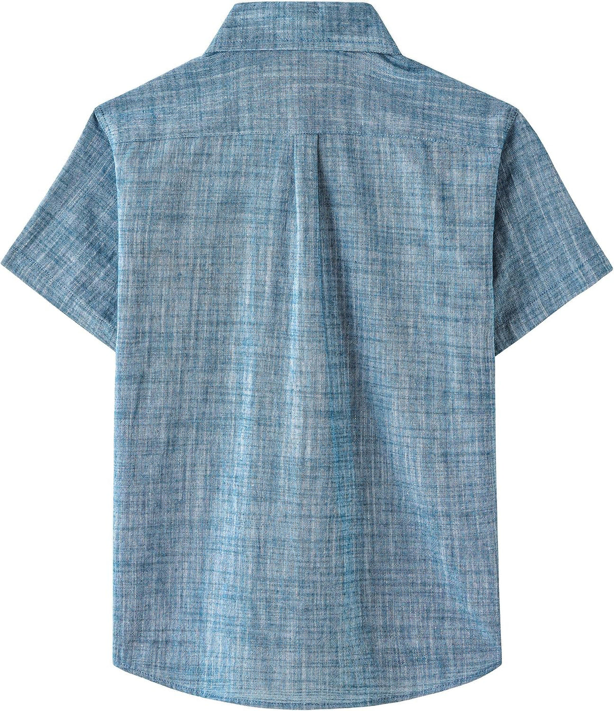 JOGAL C585 Boys' Cotton Chambray Short-Sleeve Shirt - Navy - back