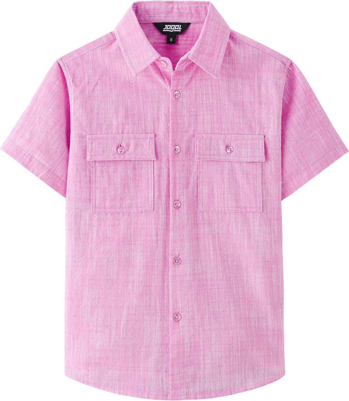JOGAL C585 Boys' Cotton Chambray Short-Sleeve Shirt - Pink - front