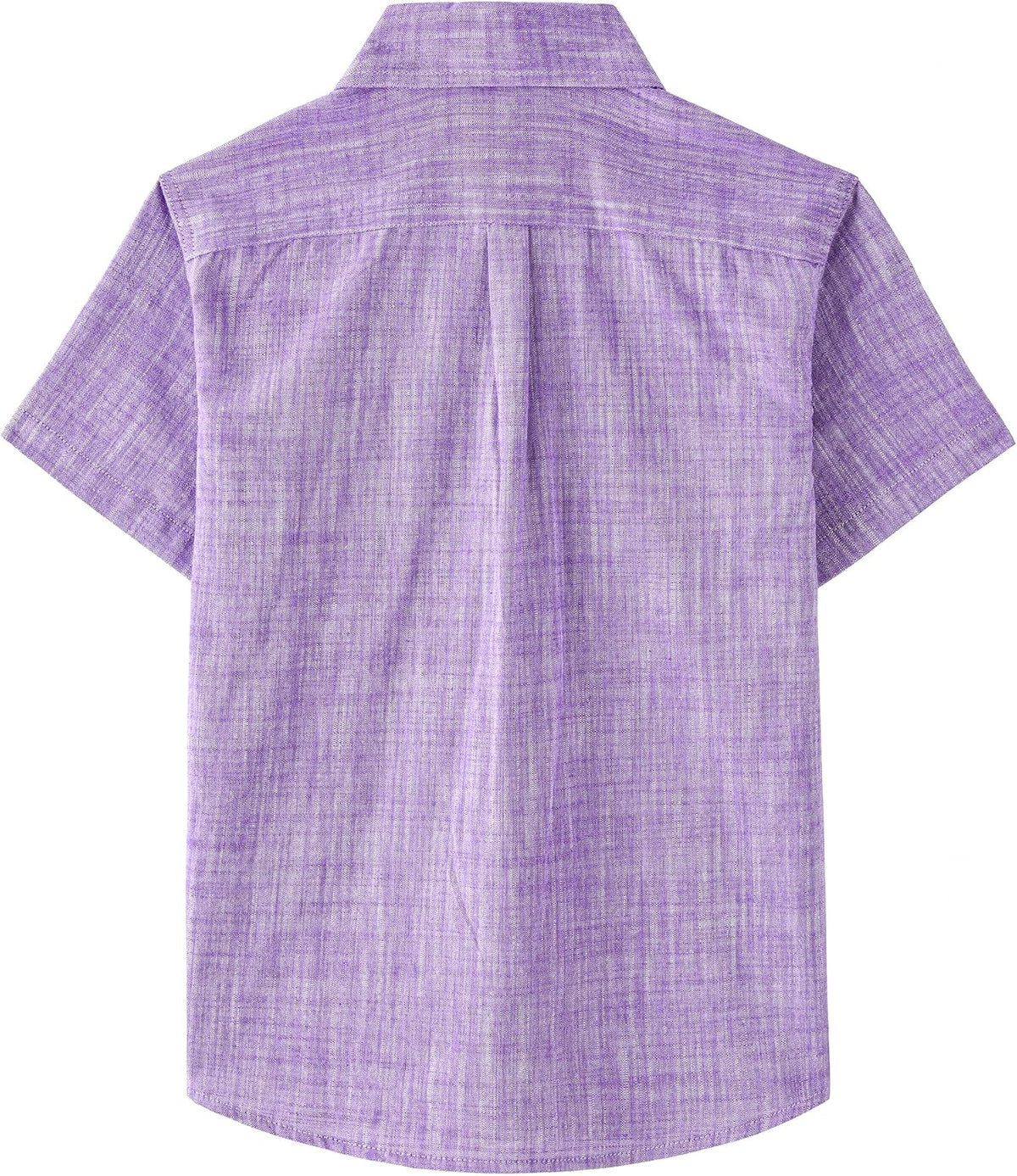 JOGAL C585 Boys' Cotton Chambray Short-Sleeve Shirt - Purple - back