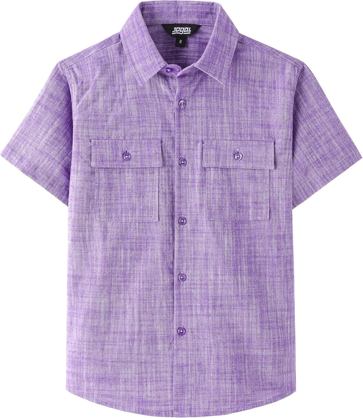 JOGAL C585 Boys' Cotton Chambray Short-Sleeve Shirt - Purple - front
