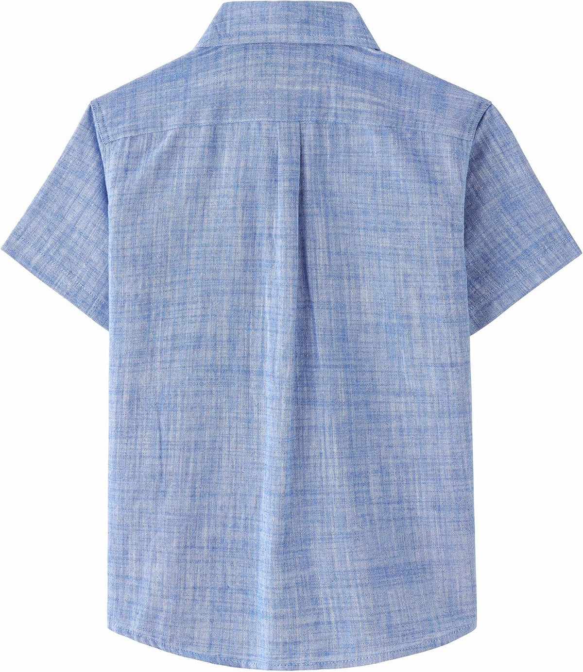 JOGAL C585 Boys' Cotton Chambray Short-Sleeve Shirt - Royal Blue - back