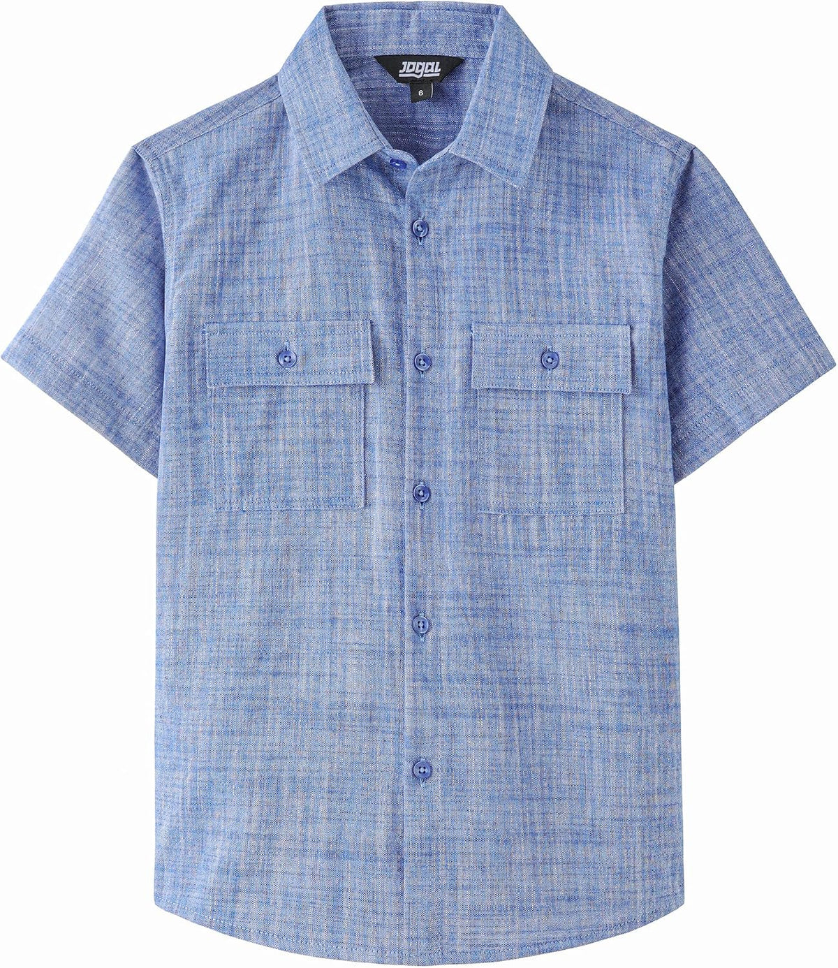 JOGAL C585 Boys' Cotton Chambray Short-Sleeve Shirt - Royal Blue - front