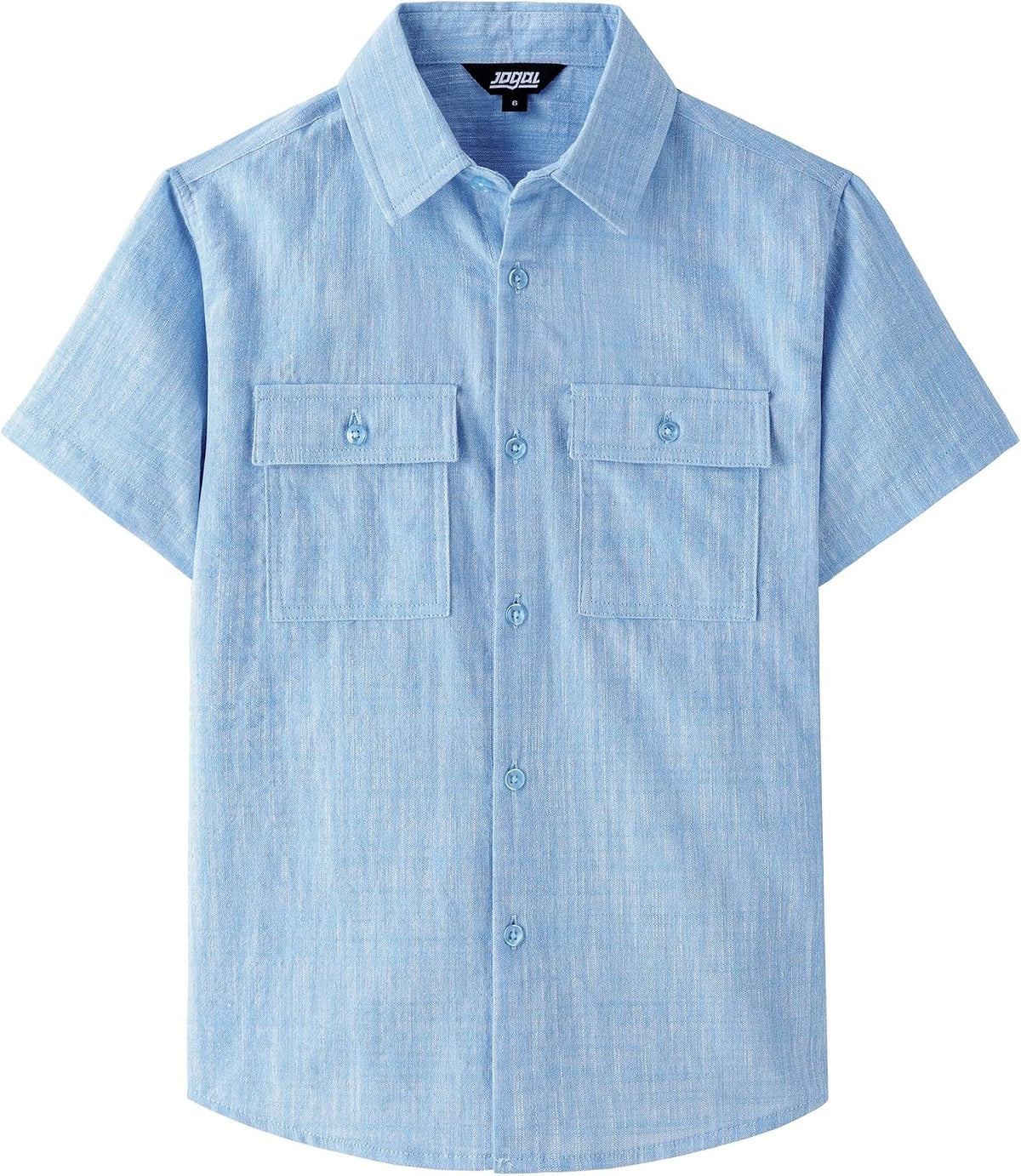 JOGAL C585 Boys' Cotton Chambray Short-Sleeve Shirt - Sky Blue - front