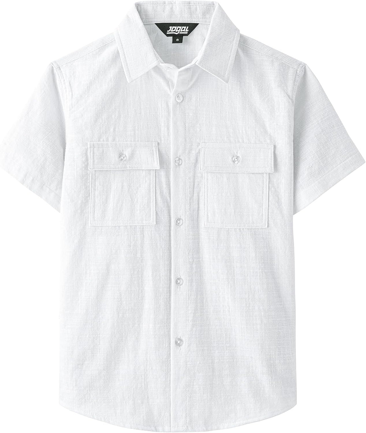 JOGAL C585 Boys' Cotton Chambray Short-Sleeve Shirt - White - front