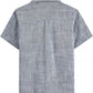 JOGAL C587 Boys Cotton Chambray Cuban Collar Short-Sleeve Shirt - Black - back view