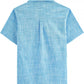 JOGAL C587 Boys Cotton Chambray Cuban Collar Short-Sleeve Shirt - Blue - back view