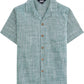 JOGAL C587 Boys Cotton Chambray Cuban Collar Short-Sleeve Shirt - Dark Green - front view