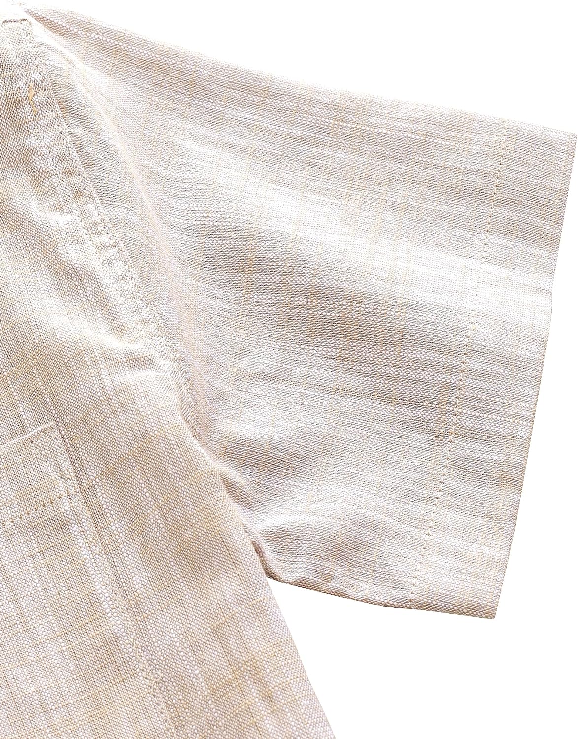 JOGAL C587 Boys Cotton Chambray Shirt - short sleeve cuff and seam detail (shown in Khaki)