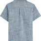 JOGAL C587 Boys Cotton Chambray Cuban Collar Short-Sleeve Shirt - Navy - back view