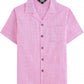 JOGAL C587 Boys Cotton Chambray Cuban Collar Short-Sleeve Shirt - Pink - front view