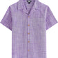 JOGAL C587 Boys Cotton Chambray Cuban Collar Short-Sleeve Shirt - Purple - front view