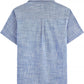 JOGAL C587 Boys Cotton Chambray Cuban Collar Short-Sleeve Shirt - Royal Blue - back view