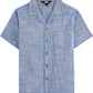JOGAL C587 Boys Cotton Chambray Cuban Collar Short-Sleeve Shirt - Royal Blue - front view