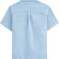 JOGAL C587 Boys Cotton Chambray Cuban Collar Short-Sleeve Shirt - Sky Blue - back view