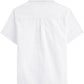 JOGAL C587 Boys Cotton Chambray Cuban Collar Short-Sleeve Shirt - White - back view