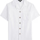 JOGAL C587 Boys Cotton Chambray Cuban Collar Short-Sleeve Shirt - White - front view