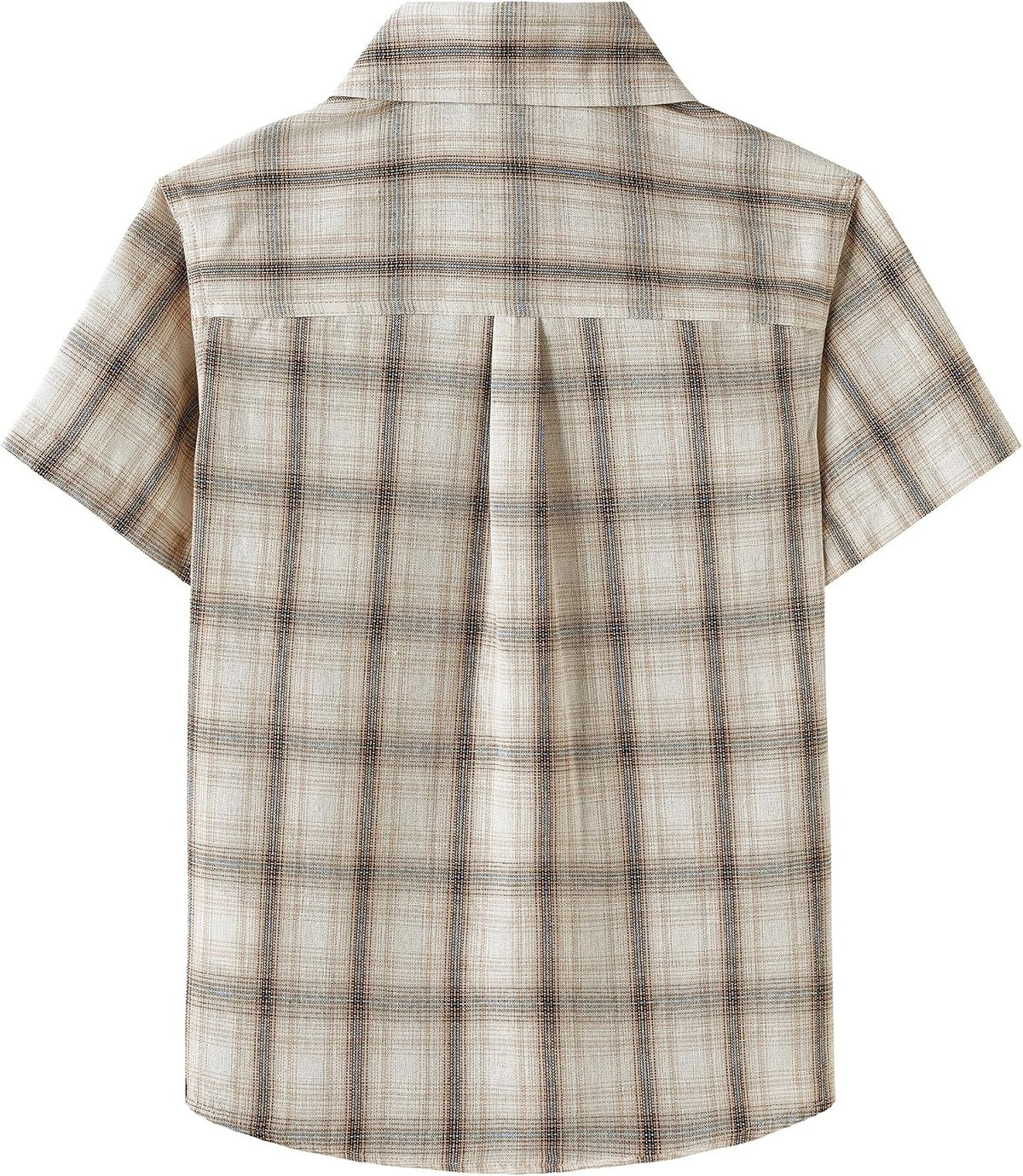 JOGAL C588 Boys' Plaid Short-Sleeve Shirt with Flap Pockets - Beige - back