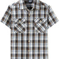 JOGAL C588 Boys' Plaid Short-Sleeve Shirt with Flap Pockets - Black Brown - front