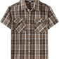 JOGAL C588 Boys' Plaid Short-Sleeve Shirt with Flap Pockets - Brown - front